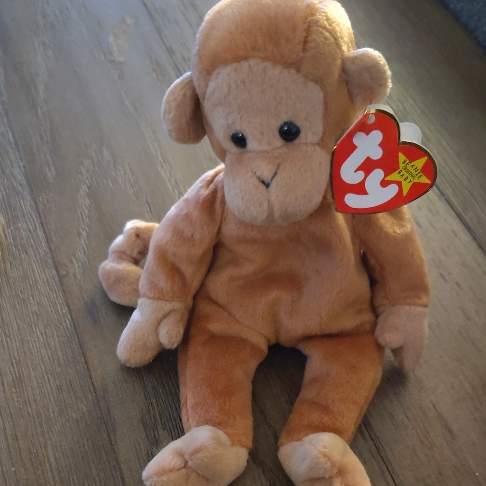 Ty Beanie Baby Tan Monkey Plush Toy